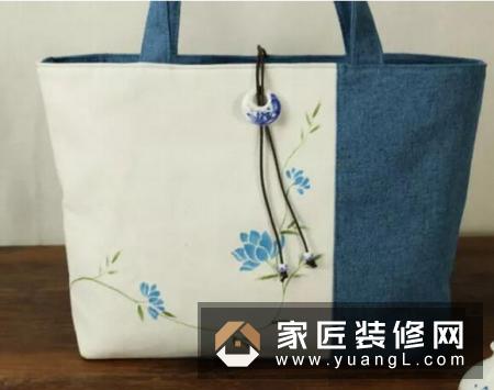 新款手绘青花布艺特色单肩包女包旅游景区拼接包包中国民族棉麻包包里布